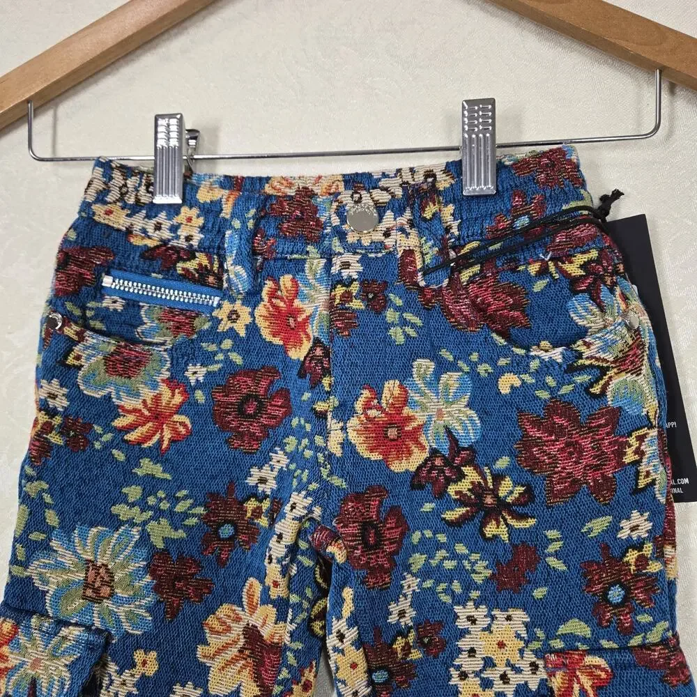 Rockstar Original Finn Slim Flare Tapestry Pants Boys sz 5T Blue Multi Floral - Picture 4 of 16